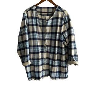 Women's Blair Blue Tan & White Plaid Coat